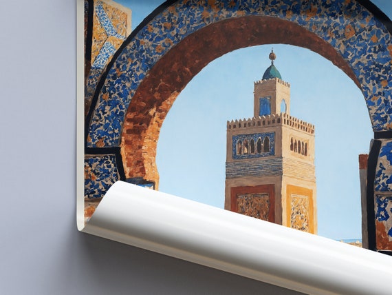 Tunis Travel Print Tunisia Travel Poster Painted Wall Art Print Home Decor Framed Personalized Print Vacation Travel Gift