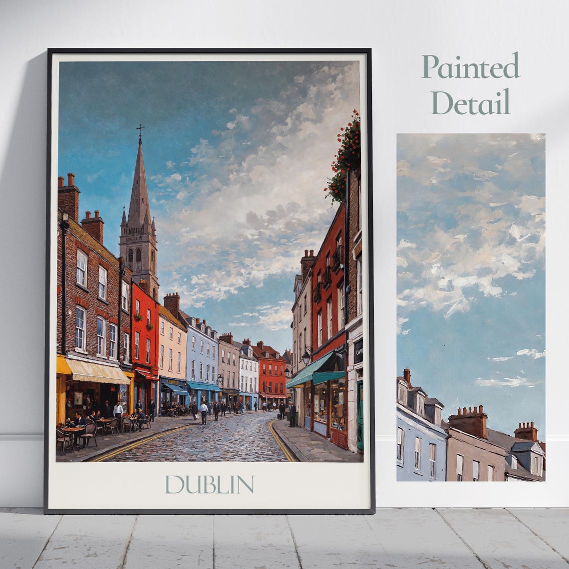 Dublin Ireland Historic Colorful Pub Street Painted Travel Poster