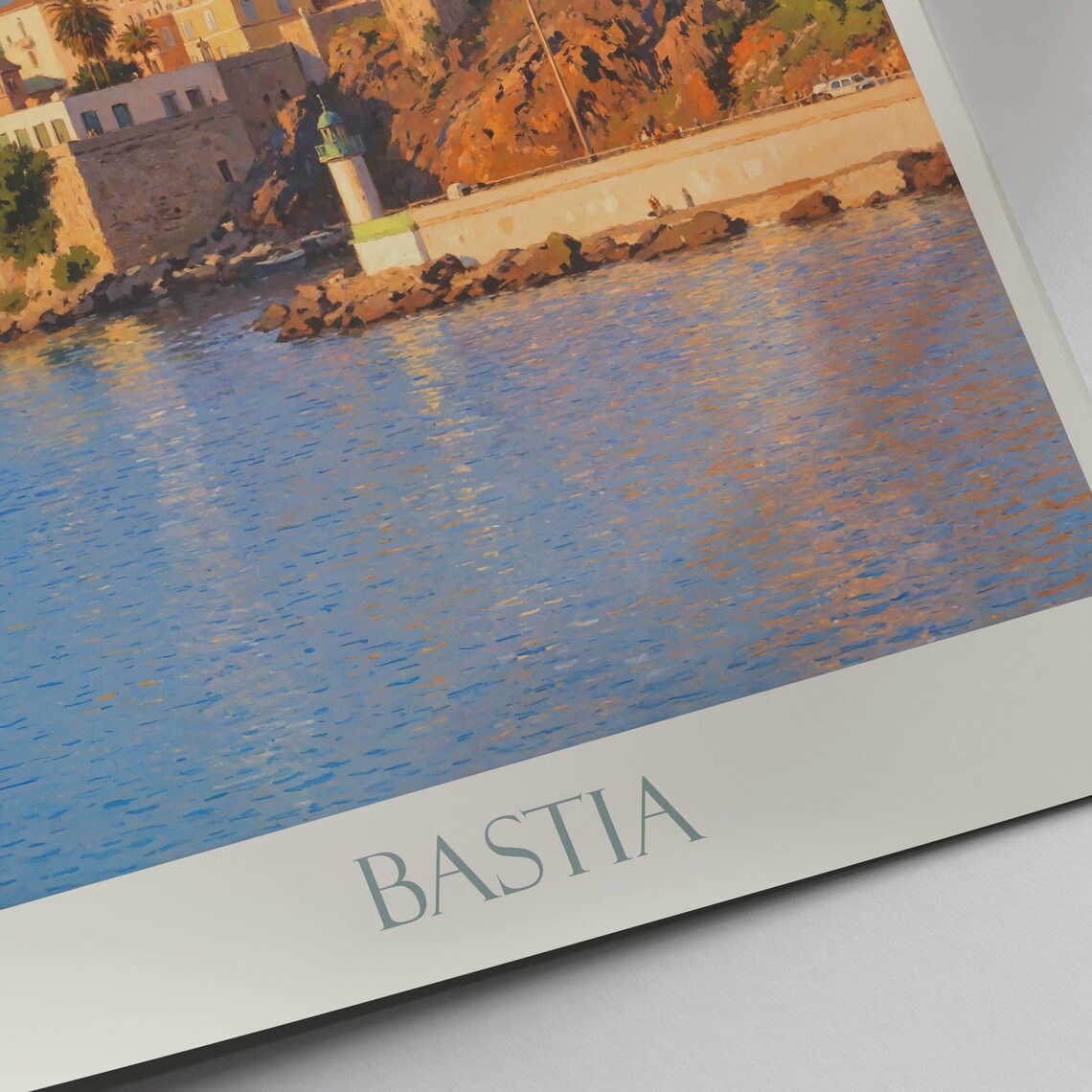 Bastia Corsica France Old Town Rocky Harbor Painted Travel Poster - Image 3