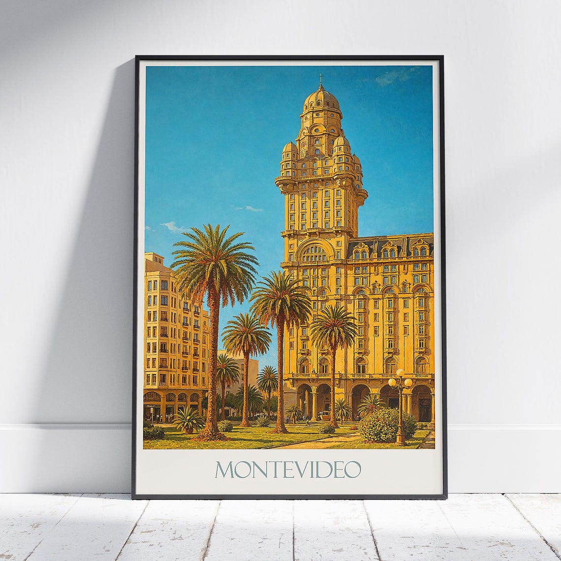 Montevideo Uruguay Palacio Salvo Historic Building Travel Poster