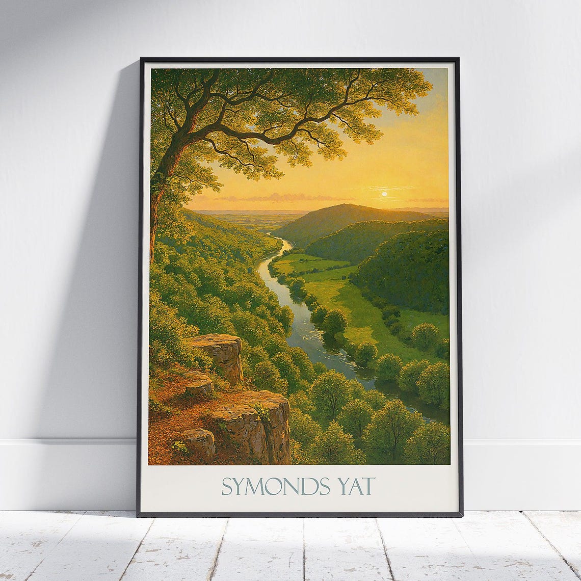 Symonds Yat England Golden Sunset River Gorge Landscape Travel Poster