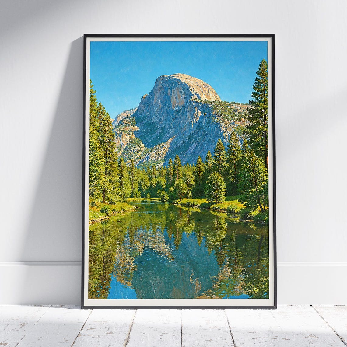 Yosemite National Park Half Dome River Reflection Painted Poster