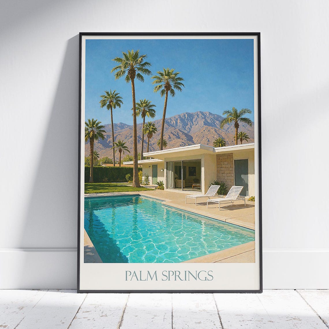 Palm Springs Mid Century Pool Villa Desert Oasis Travel Poster