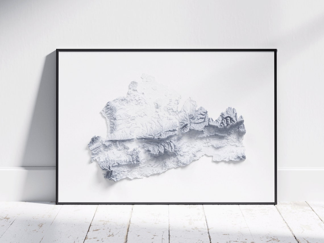 Surrey England Topographic Shaded Relief Minimalist Map Poster