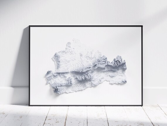 Surrey Uk Map 2d Minimalist Print Topographic Shaded Poster Wall Art Modern Decor