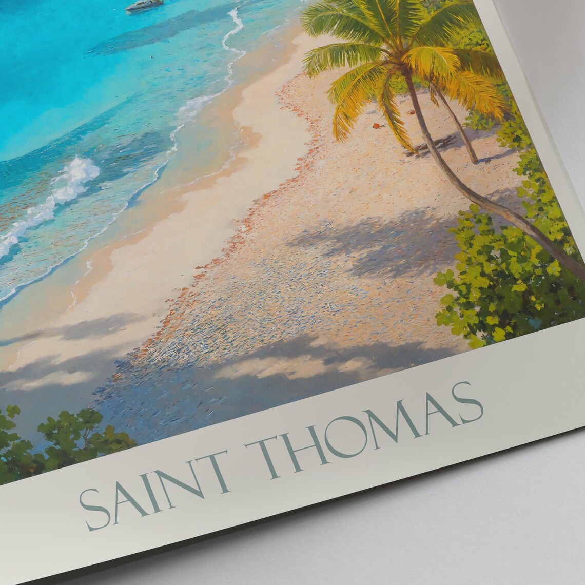 Saint Thomas US Virgin Islands Palm Beach Painted Travel Poster - Image 3