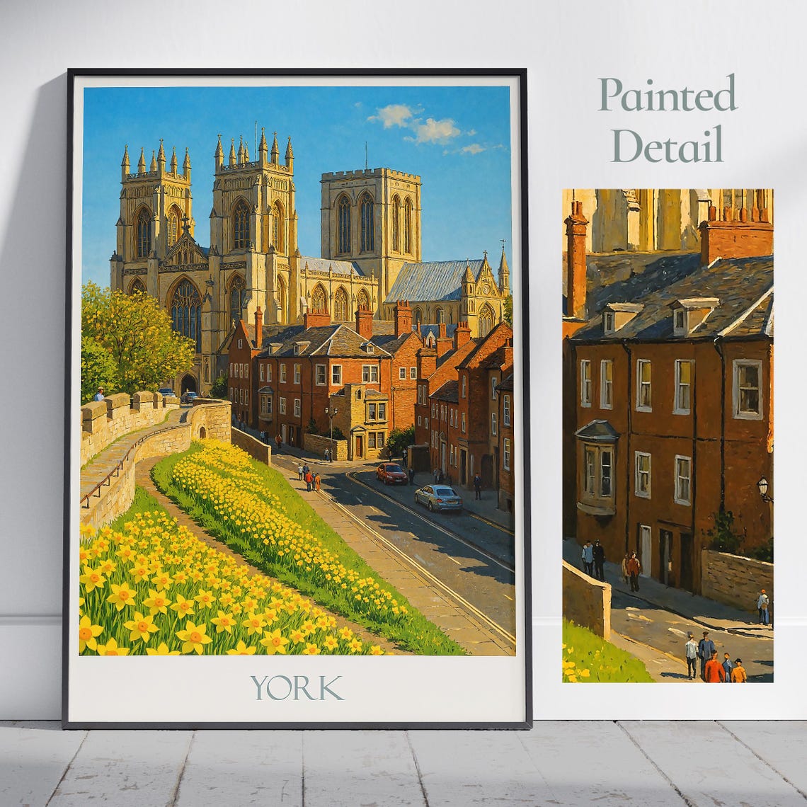York Minster Daffodils Painted City Walls Spring Cityscape Poster