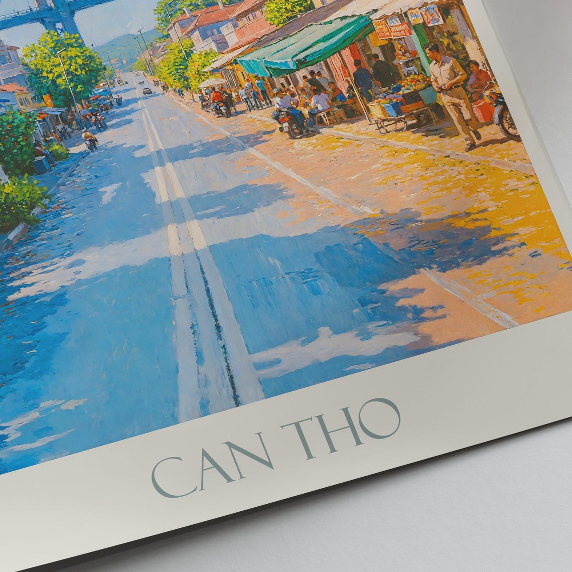 Can Tho Vietnam Cable Stayed Bridge Street Market Travel Poster - Image 3