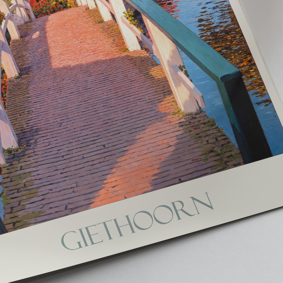 Giethoorn Netherlands White Bridge Flower Canal Village Travel Poster - Image 3