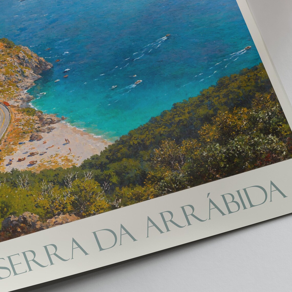 Serra da Arrabida Portugal Coastal Mountains Bay Painted Travel Poster - Image 3