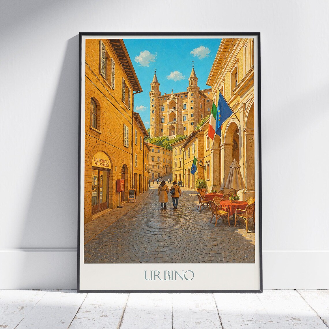 Urbino Italy Renaissance Street Ducal Palace Travel Poster Europe