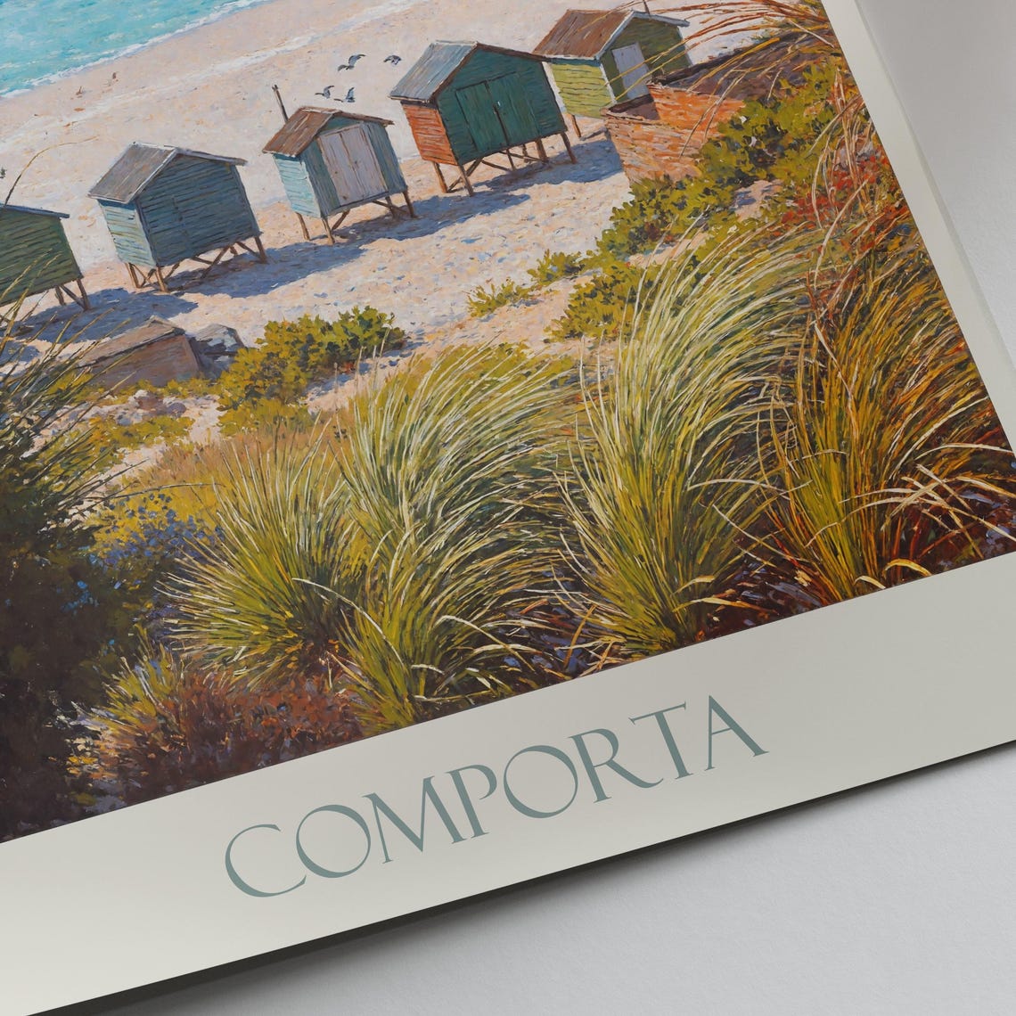Comporta Beach Huts Painted Dune Cabins And Turquoise Ocean Poster - Image 3