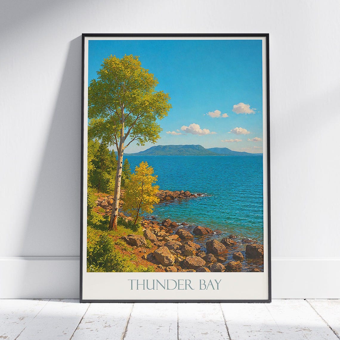 Thunder Bay Lake Superior Rocky Shore Sleeping Giant View Poster