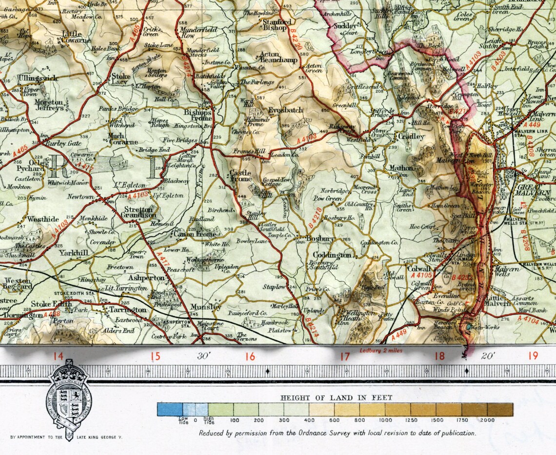 Vale of Severn England Vintage Shaded Relief Topographic Map Poster - Image 2