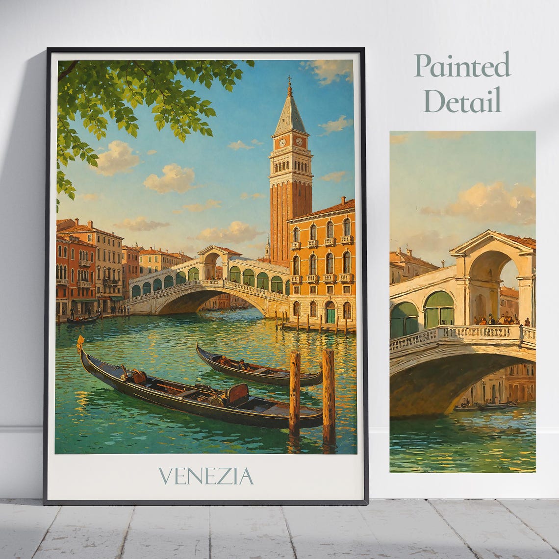 Venice Rialto Bridge and Gondolas Grand Canal View Italy Poster