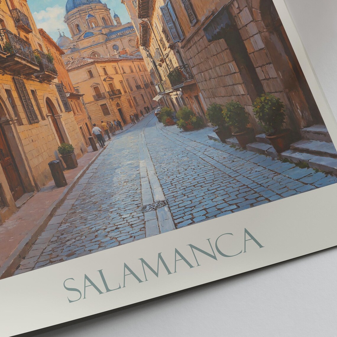 Salamanca Spain Cobblestone Old Town Street Painted Travel Poster - Image 4