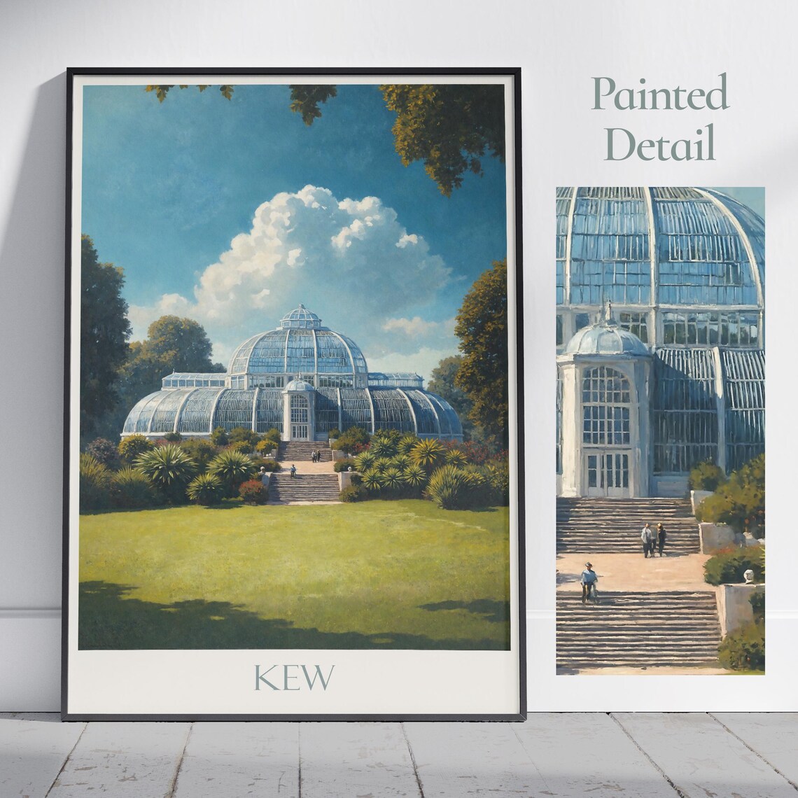 Kew Gardens Palm House Glasshouse Painted London Travel Poster