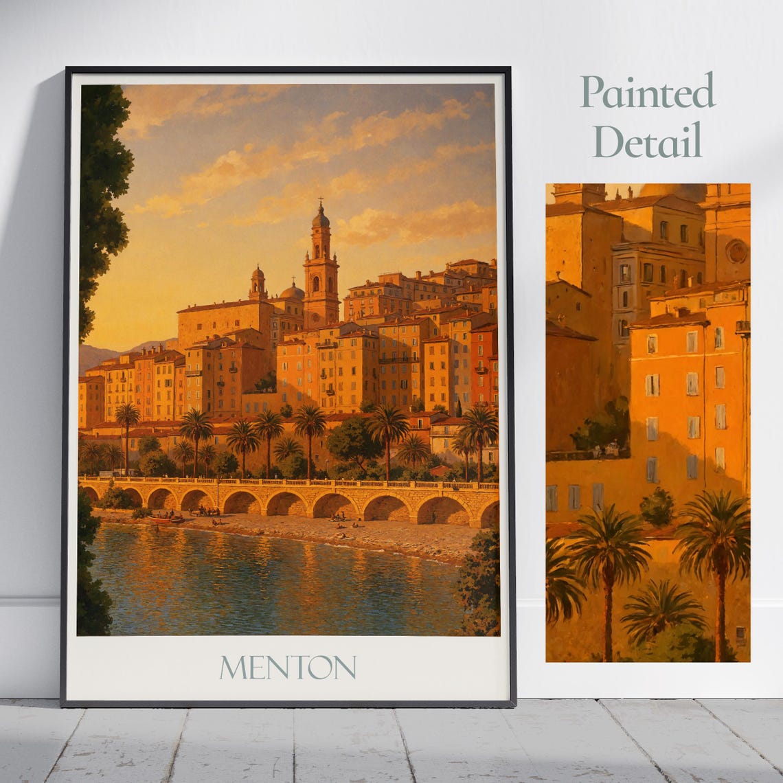 Menton Travel Print Cote Dazur French Riviera South Of France Art Personalized Poster Wall Home Decor Gift Painting