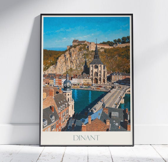 Dinant Travel Print Belgium Travel Poster Painted Wall Art Print Home Decor Framed Personalized Print Vacation Travel Gift