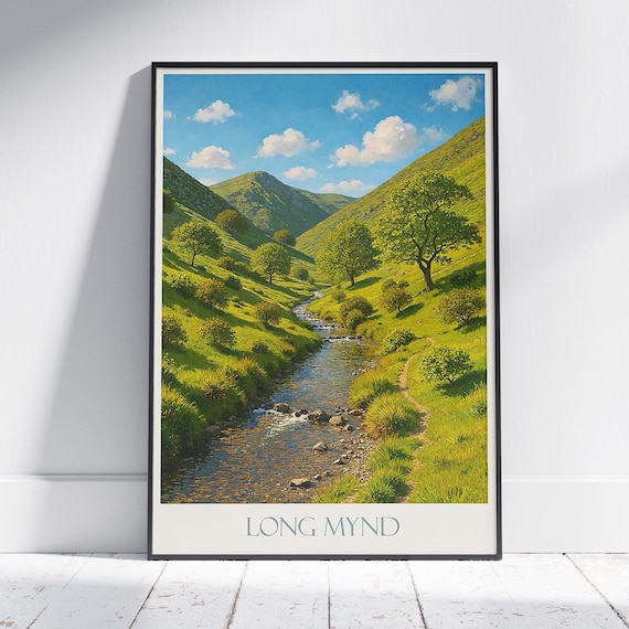 Long Mynd Shropshire Green Valley Stream Hills England Travel Poster
