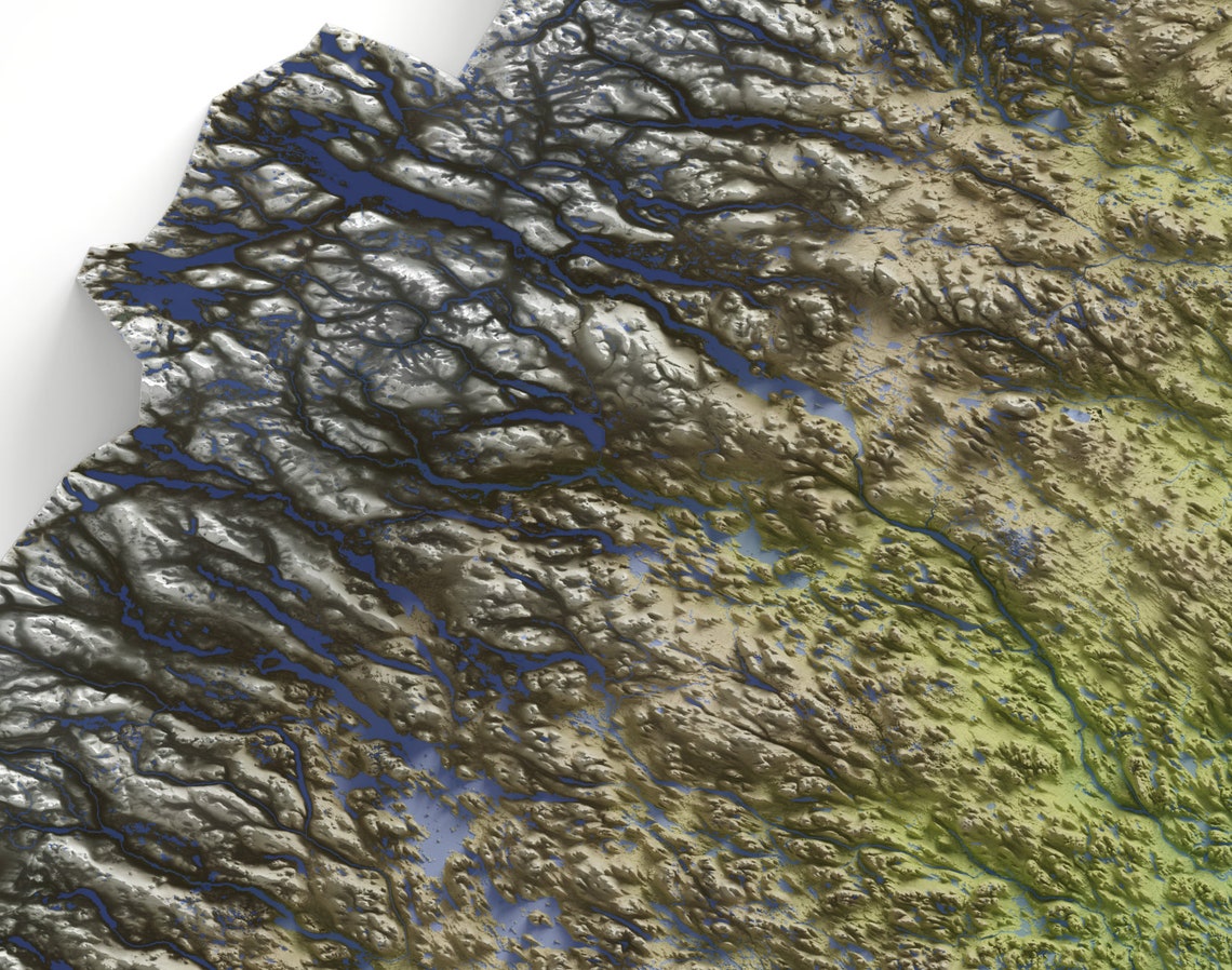 Nordic Sweden Country Green Shaded Relief Topographic Map Art Print - Image 2