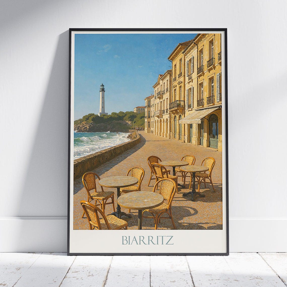 Biarritz Lighthouse Cafe Terrace Seaside Restaurant Travel Poster