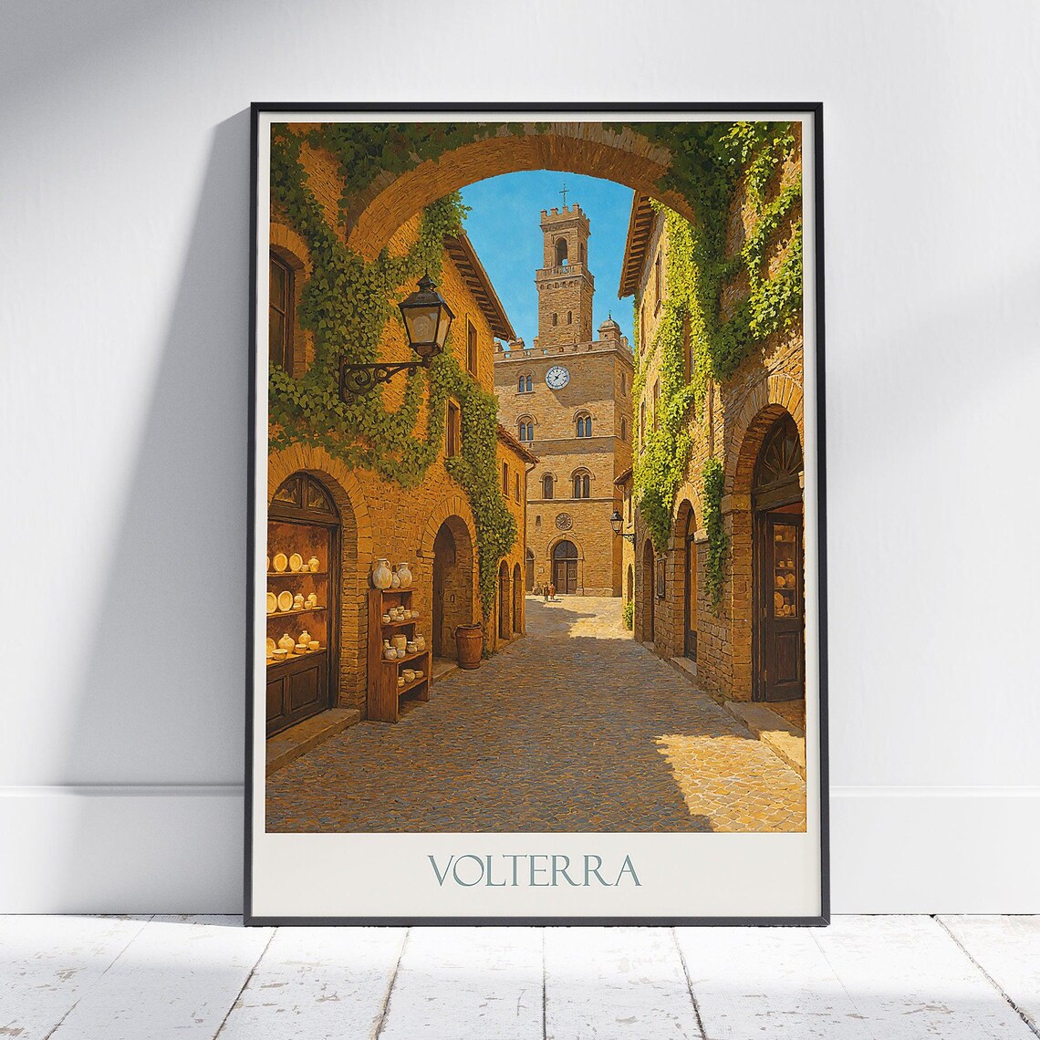 Volterra Tuscany Ivy Arch Street Palazzo dei Priori Travel Poster