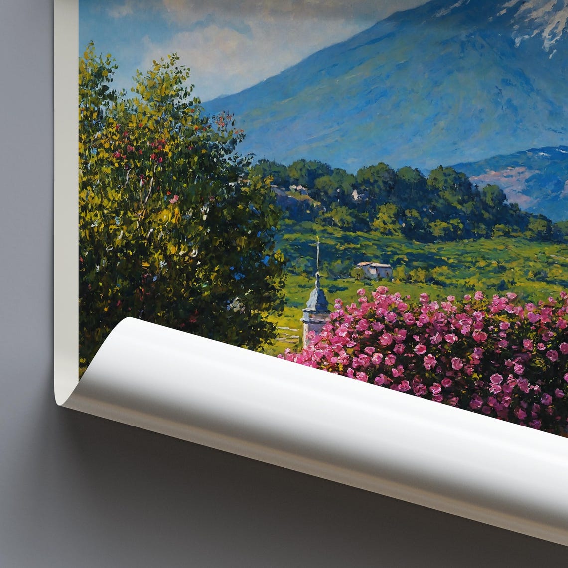 Sicilia Italy Mount Etna Snow Peak Flower Arch Painted Art Poster - Image 4