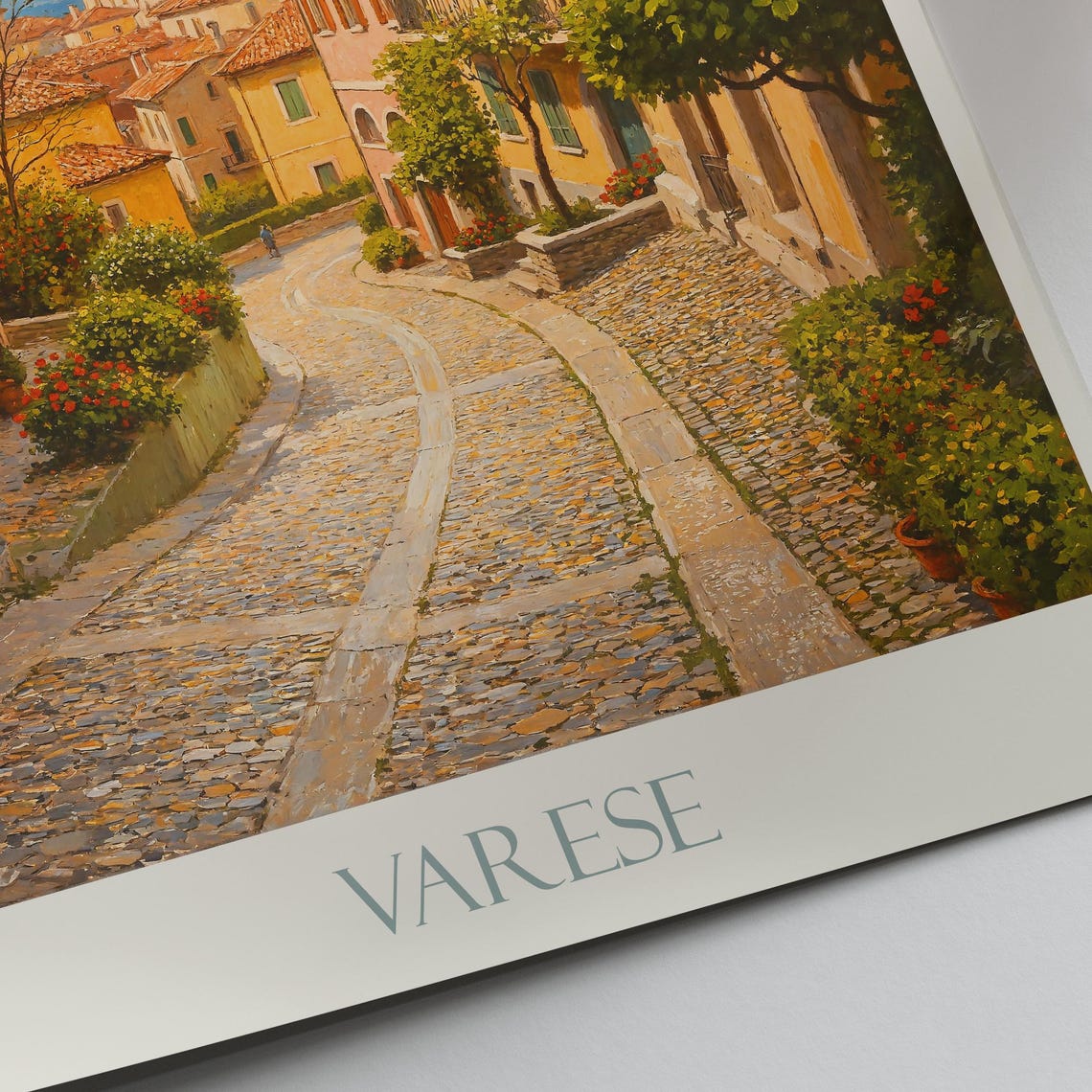 Varese Italy Old Town Cobblestone Street Painted Travel Poster - Image 2