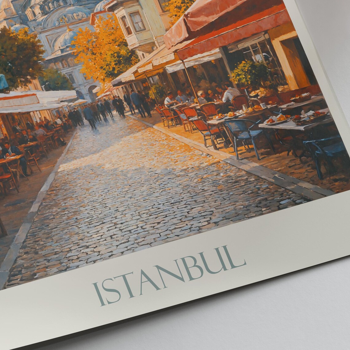 Istanbul Blue Mosque Old Street Cafes Painted Turkey Travel Poster - Image 2