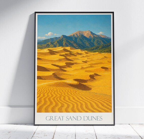 Great Sand Dunes Golden Desert Ripples Colorado Travel Poster