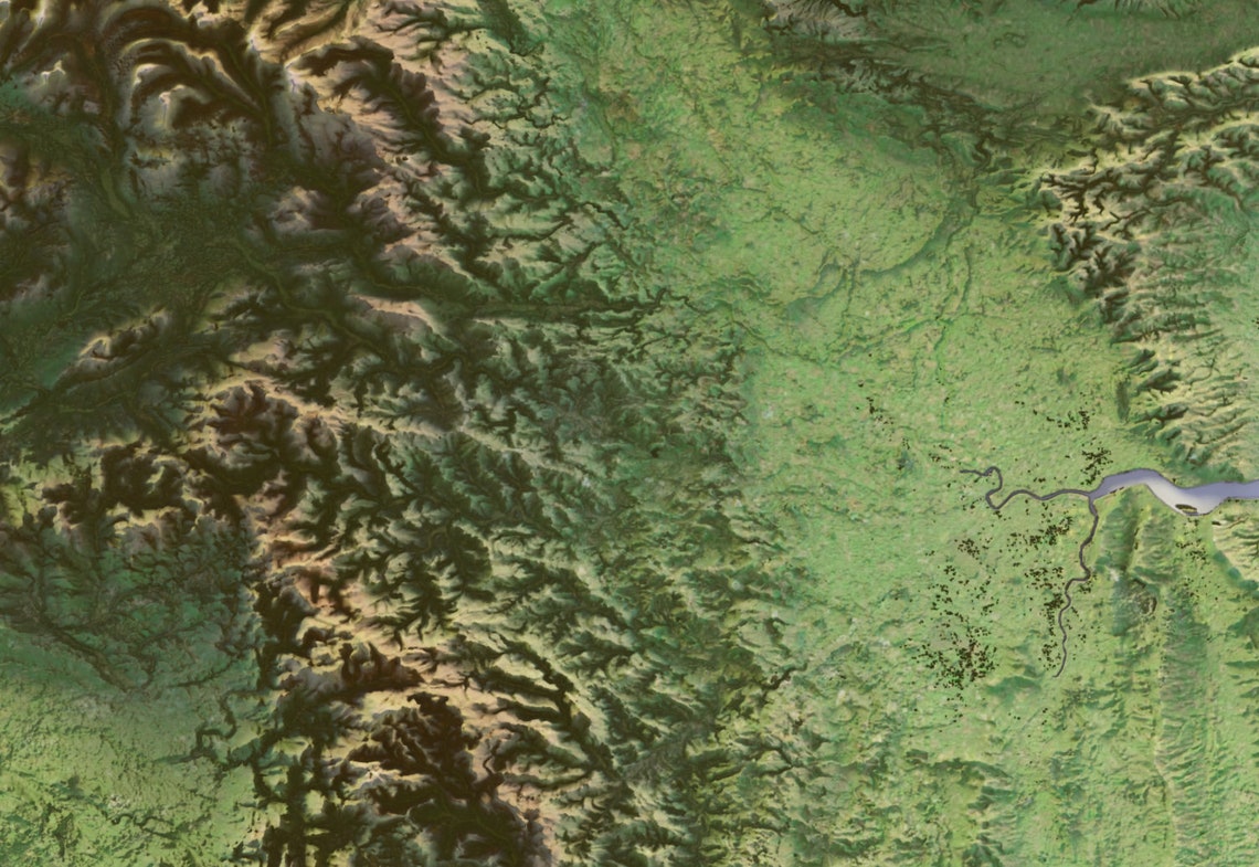 British Isles Plain Green 3D Shaded Relief Topographic Map Poster - Image 3