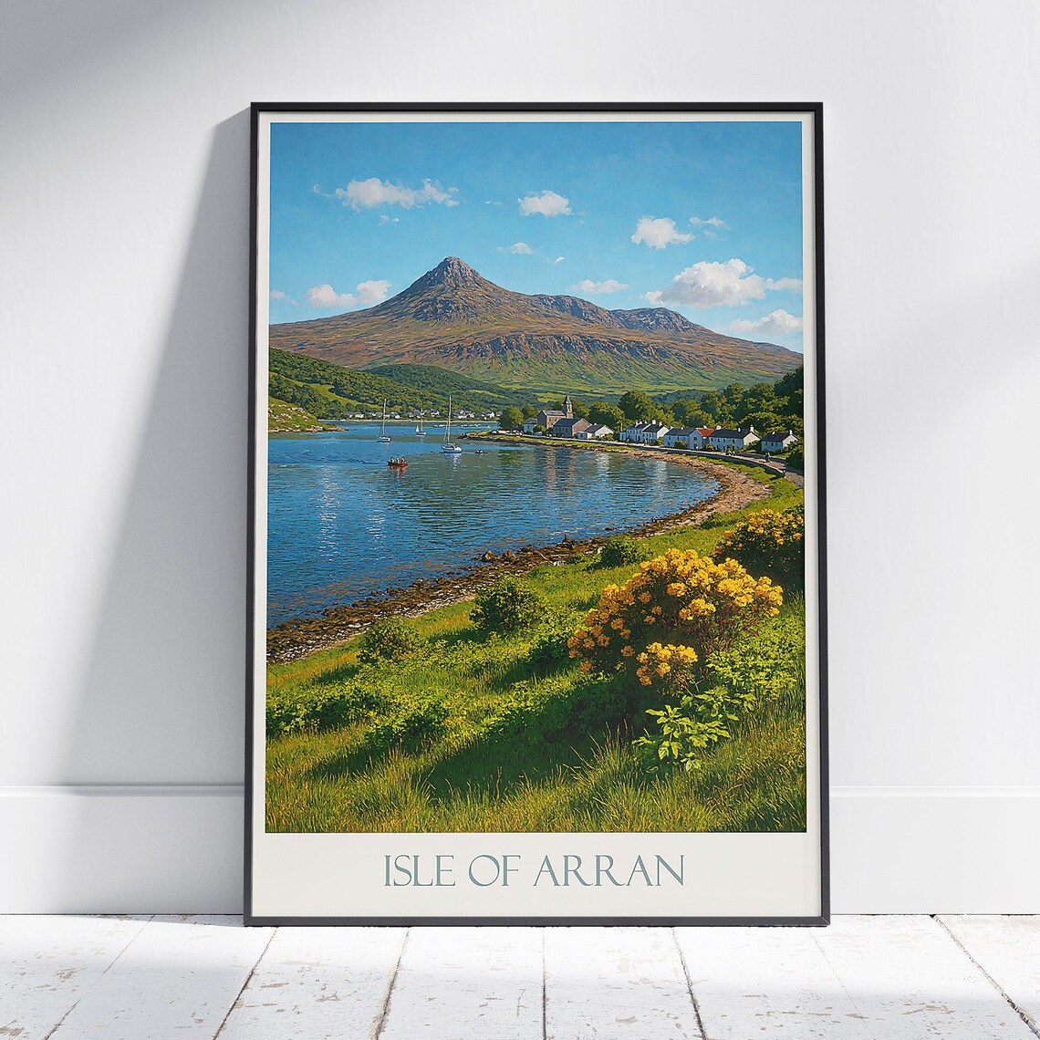 Isle Of Arran Travel Poster Scotland Island Landscape Art Coastal Village Print Scottish Home Decor Uk Holiday Gift