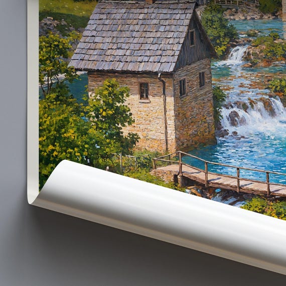 Rastoke Travel Print Croatia Travel Poster Painted Wall Art Home Decor Framed Personalized Print Vacation Travel Gift