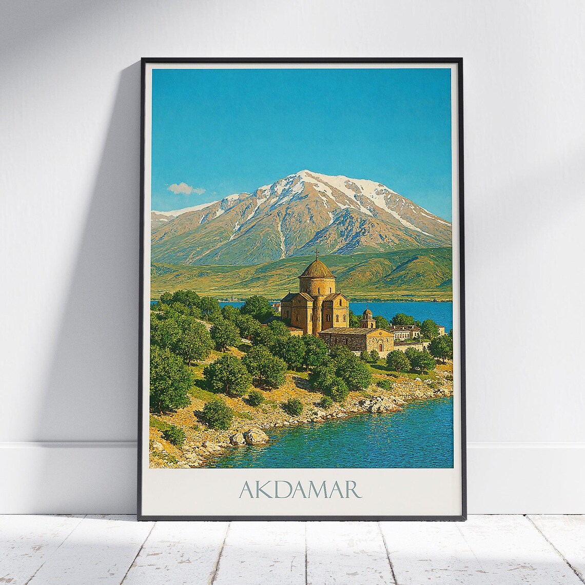 Akdamar Island Church on Lake Van Turkey Vintage Travel Poster