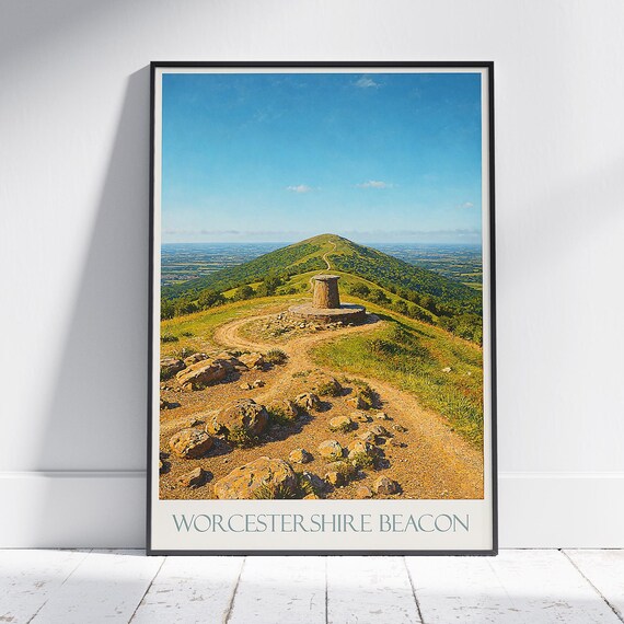 Worcestershire Beacon Summit Travel Poster Malvern Hills England Landscape