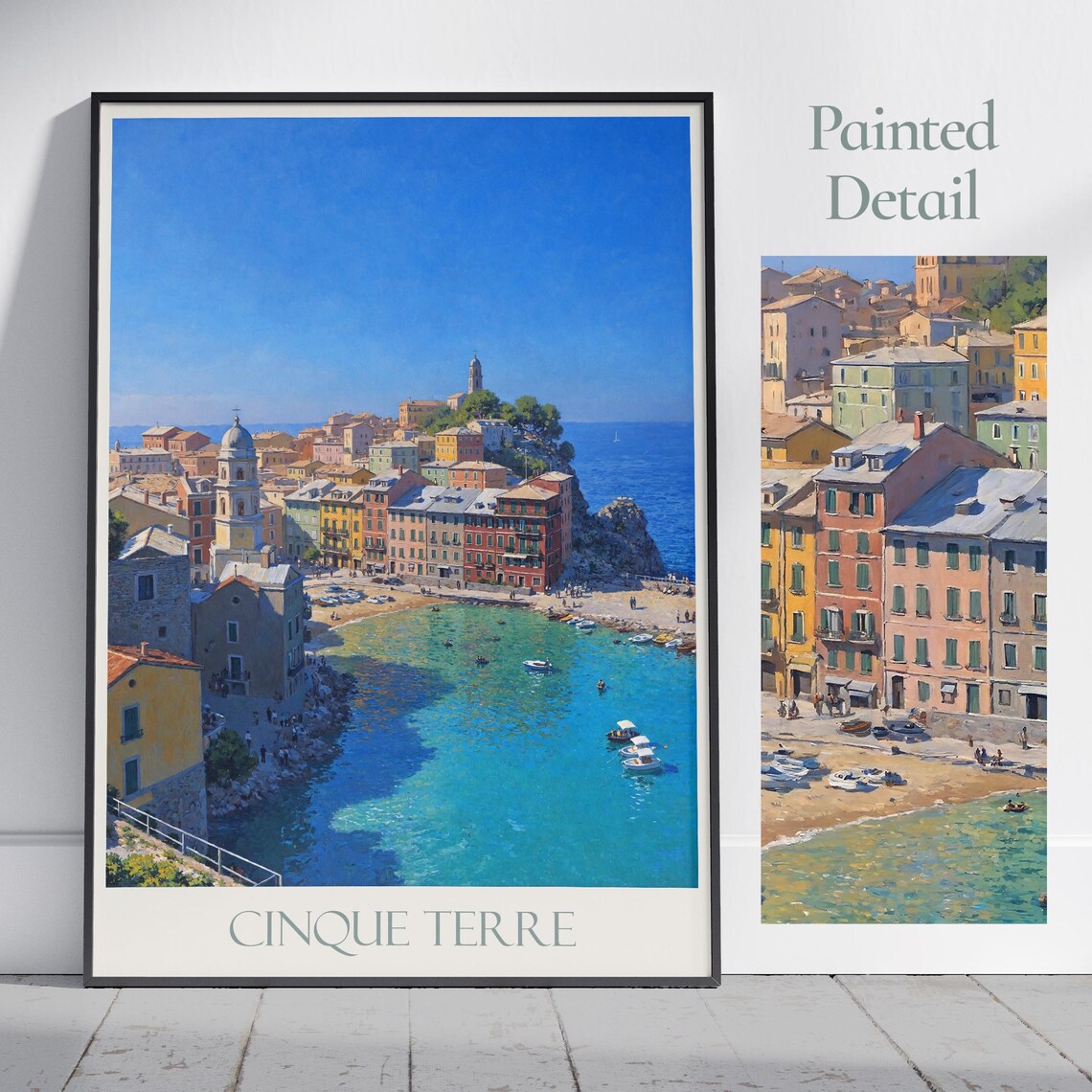 Cinque Terre Italy Colorful Coastal Village Harbor Painted Poster