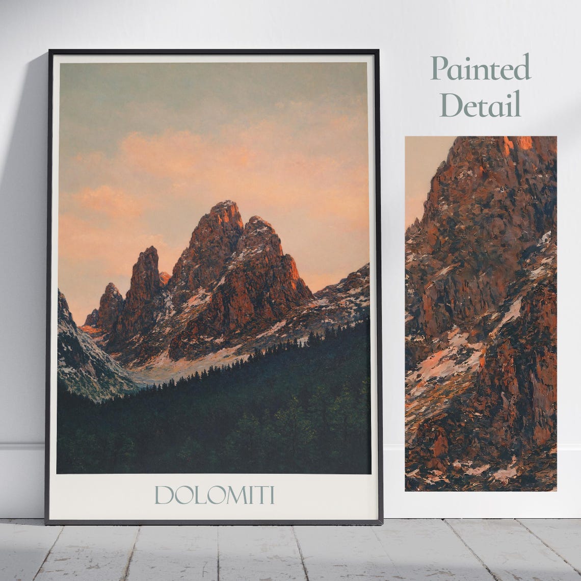 Dolomiti Dolomites Sunset Mountain Peaks Italy Travel Poster