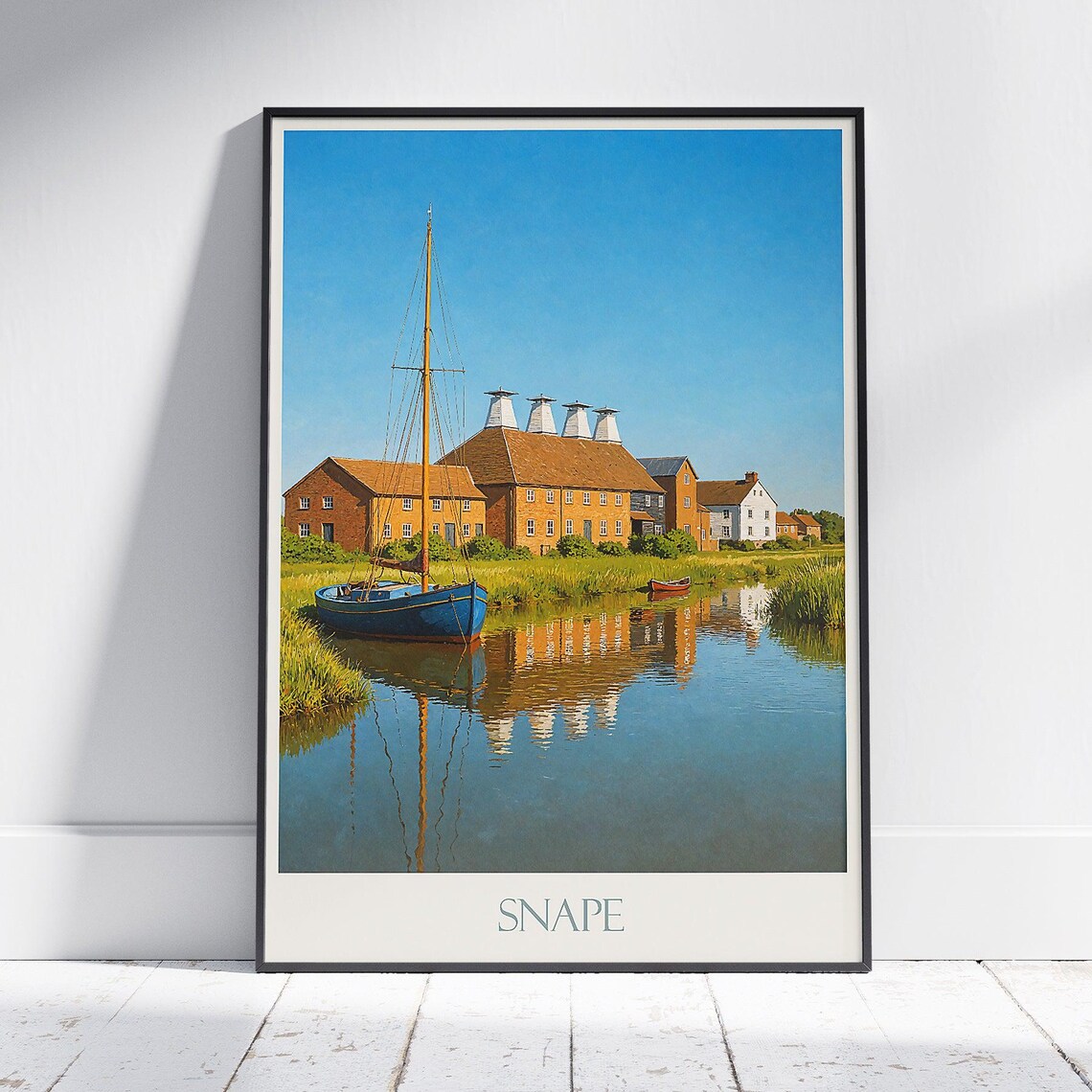 Snape Maltings Brick Buildings River Boats Suffolk Travel Poster