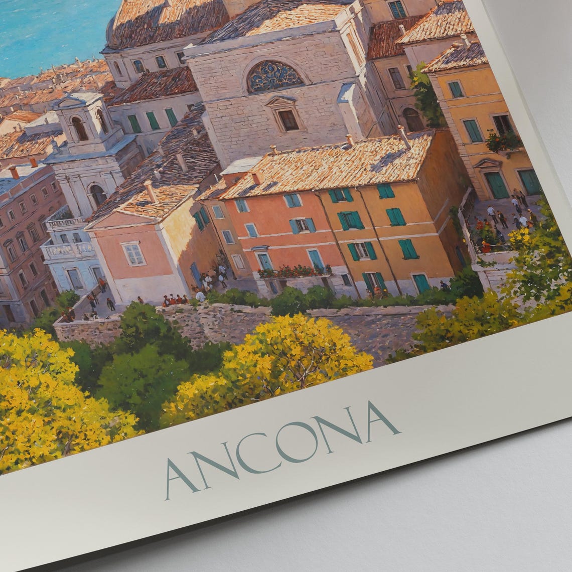 Ancona Italy Coastal City Cathedral Dome Harbor Painted Poster - Image 2