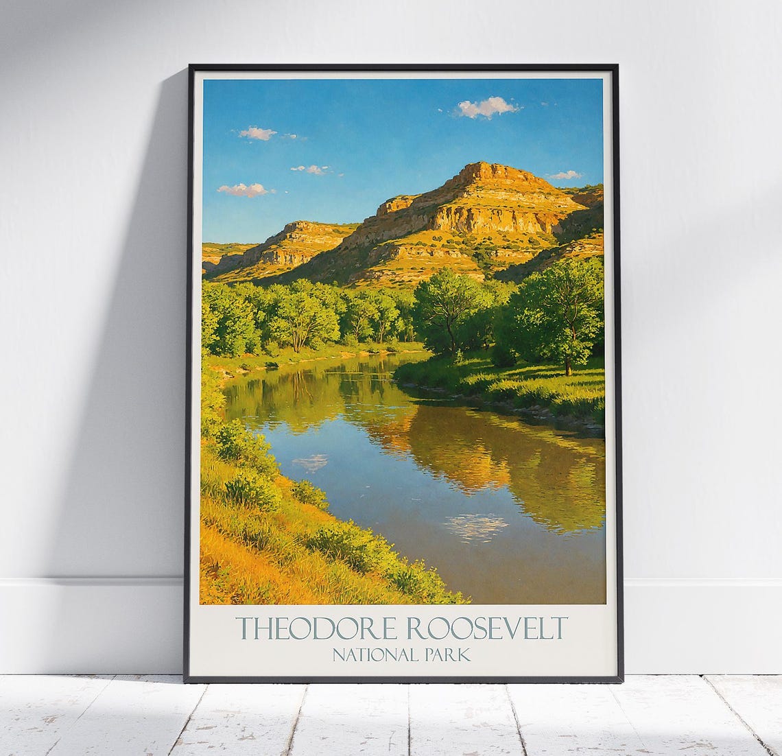 Theodore Roosevelt National Park Golden River Bluffs Travel Poster