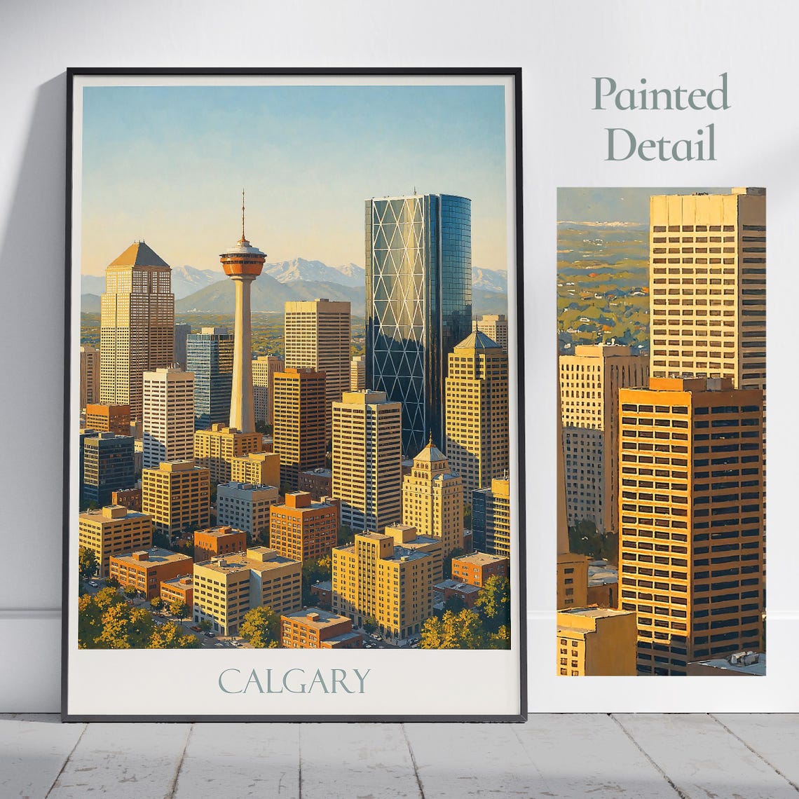 Calgary Canada City Skyline with Calgary Tower Cityscape Art Print