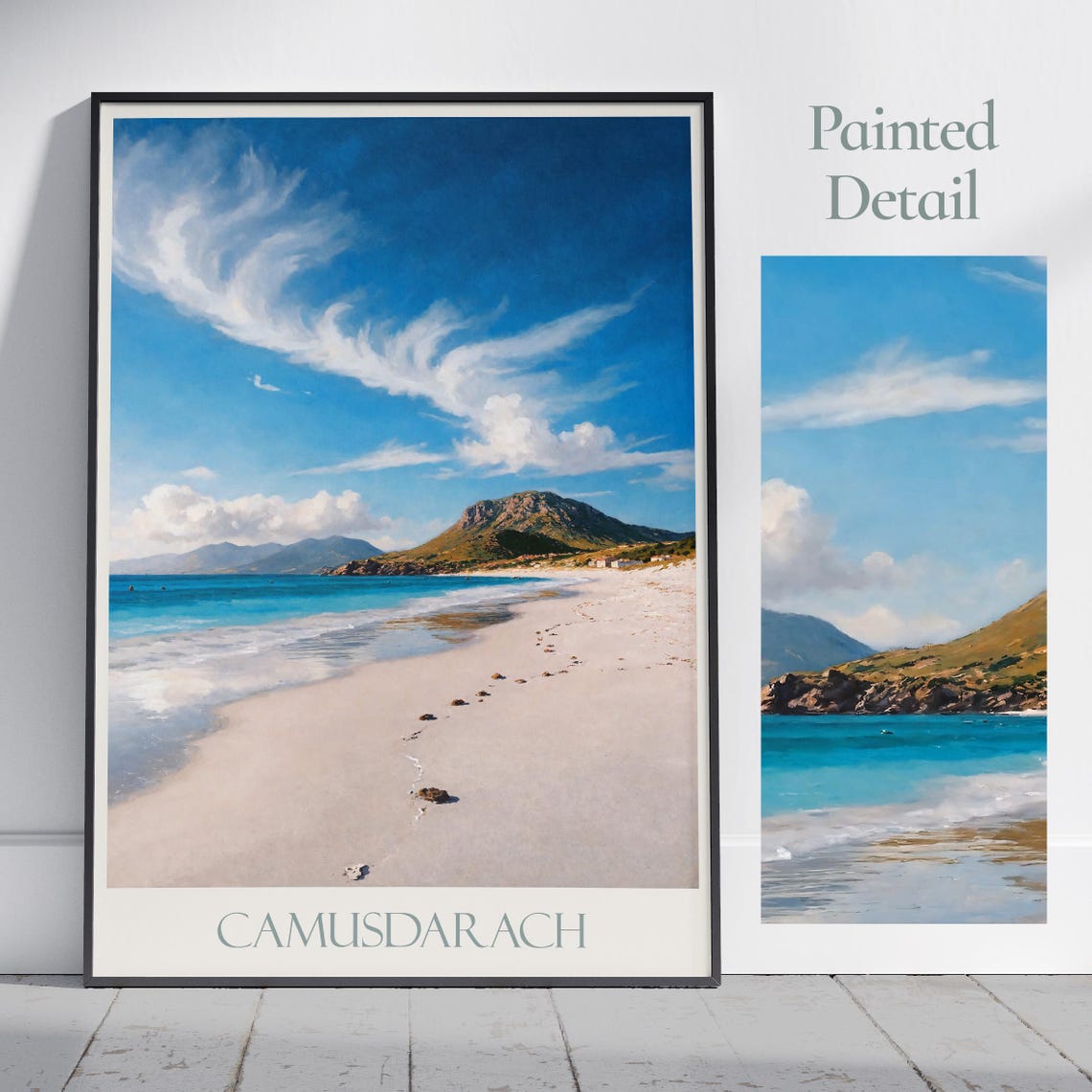 Camusdarach Scotland Beach Sand Dunes Mountain Painted Poster