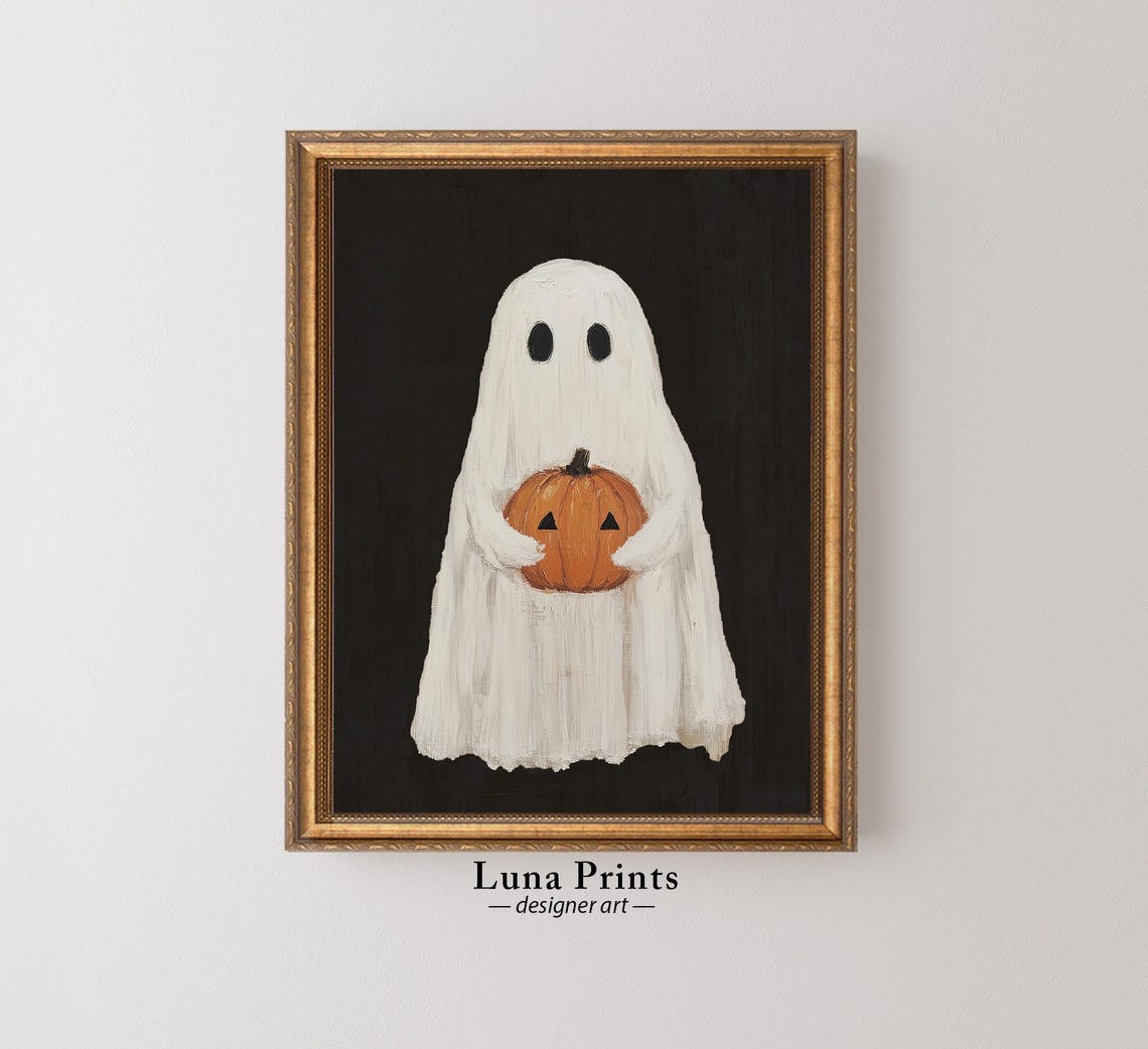 Modern Pumpkin Rustic Halloween Art Print