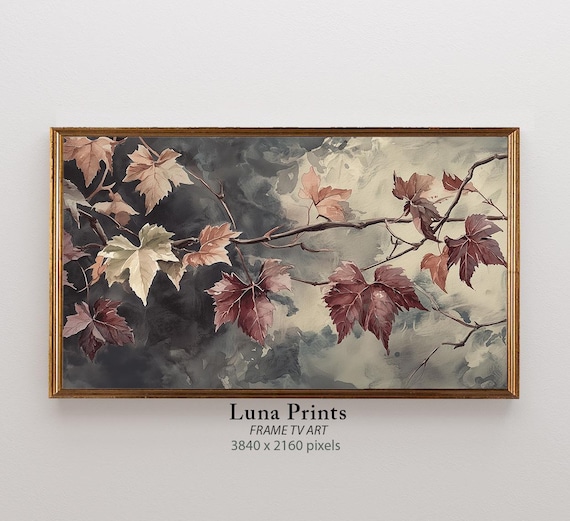 Plum Autumn Branches Art Print, Moody Floral