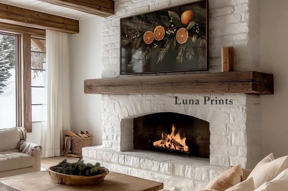 Winter Frame Tv Art Botanical Moody Christmas Decor Pine Stem Painting Tv10356