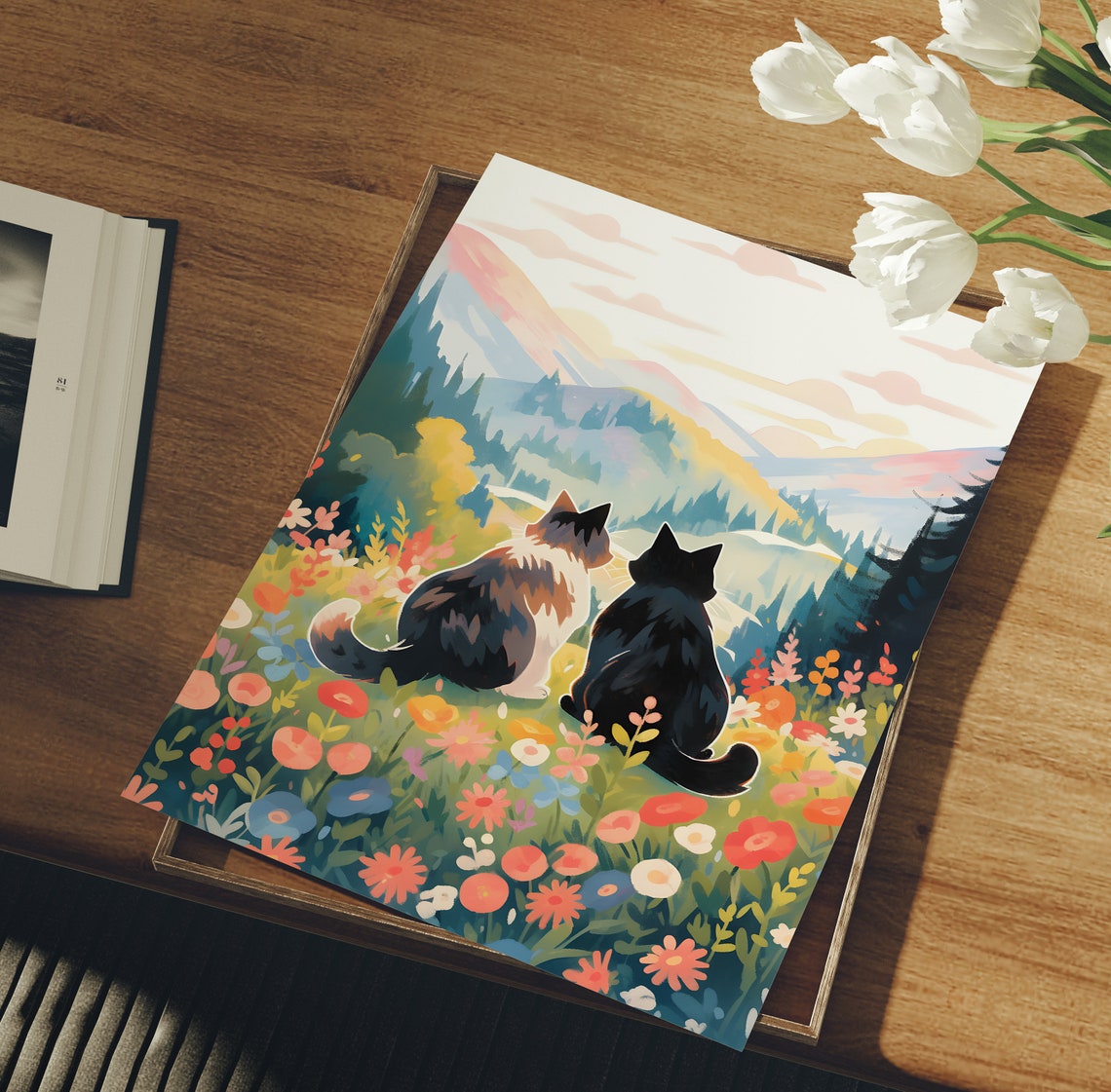 Lovely Cat Poster, Mountain Scenery - Image 3