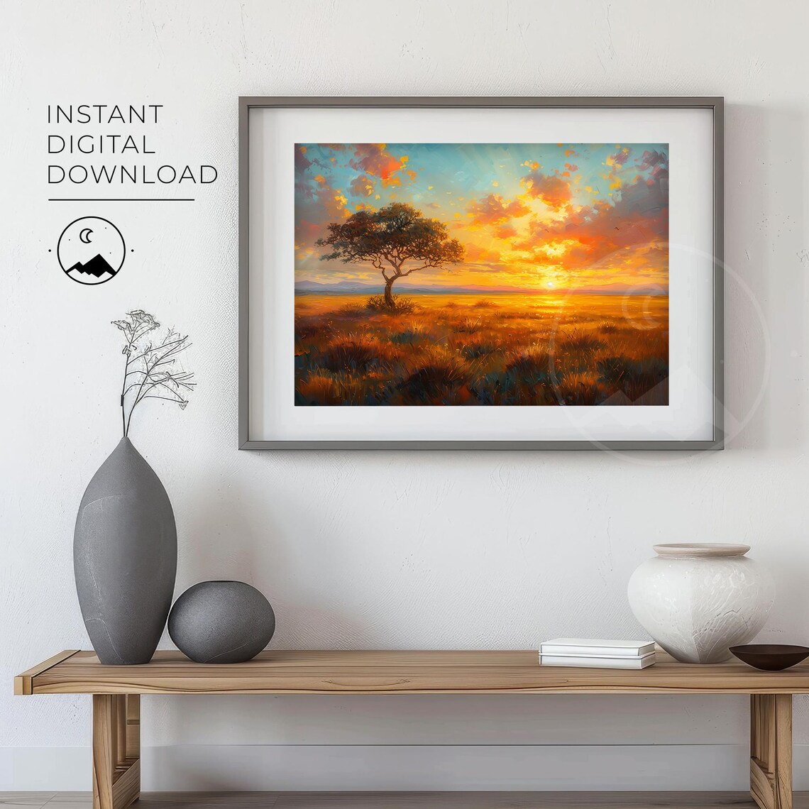 Savannah Sunset Vintage Landscape Art Print - Image 2