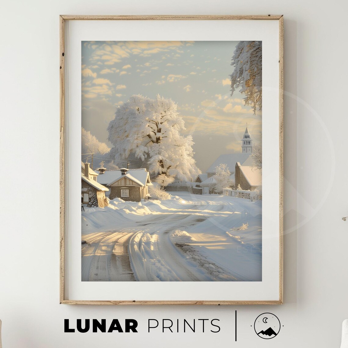Winter Painting Christmas Decor, Snowy Landscape