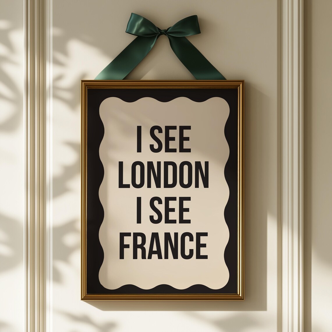 I See London I See France Funny Bathroom Humor Black Cream Wall Art